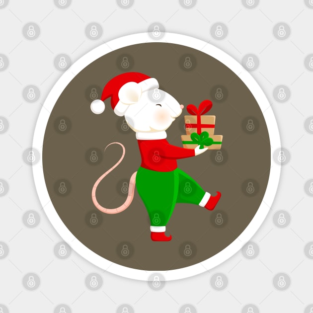 Cute Santa helper in Christmas elf costume. Magnet by CraftCloud